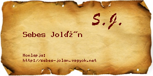 Sebes Jolán névjegykártya